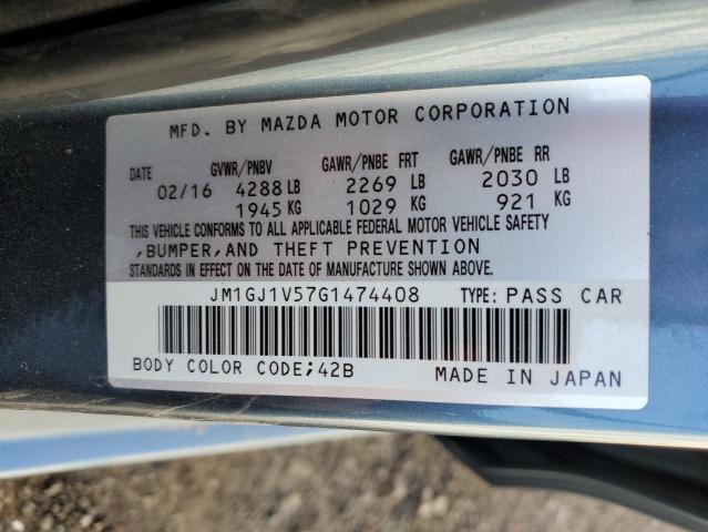 JM1GJ1V57G1474408 - 2016 MAZDA 6 TOURING BLUE photo 12