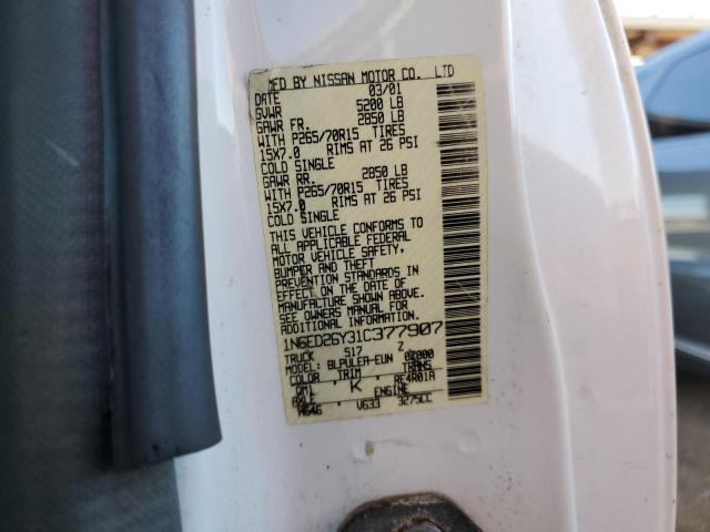 1N6ED26Y31C377907 - 2001 NISSAN FRONTIER KING CAB XE WHITE photo 13