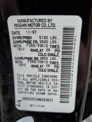 JN8AR05Y5WW249803 - 1999 NISSAN PATHFINDER LE BLACK photo 13