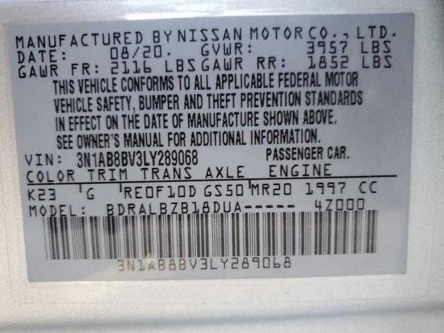 3N1AB8BV3LY289068 - 2020 NISSAN SENTRA S GRAY photo 12