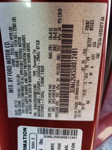 3LN6L2GK5DR812481 - 2013 LINCOLN MKZ BURGUNDY photo 13