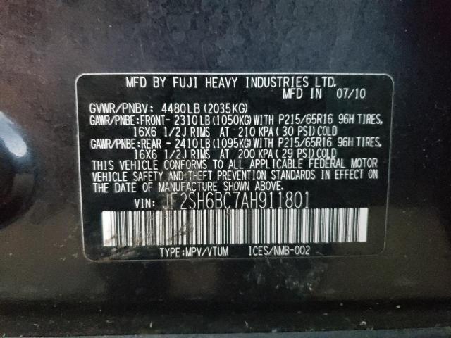 JF2SH6BC7AH911801 - 2010 SUBARU FORESTER XS Qara foto 12