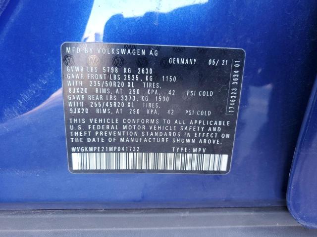 WVGKMPE21MP041732 - 2021 VOLKSWAGEN ID.4 PRO S 蓝色 照片 13