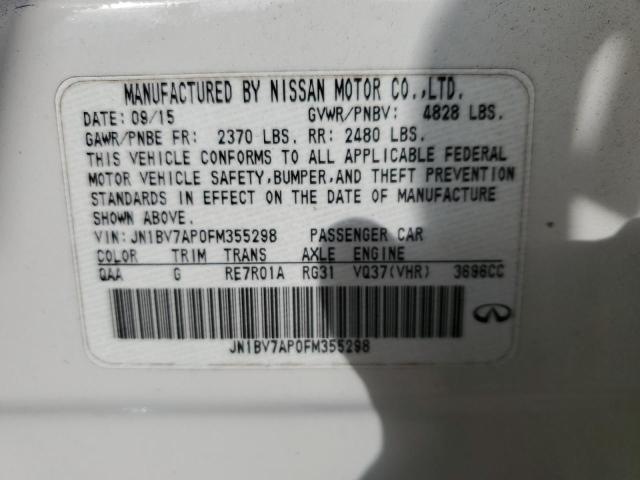 JN1BV7AP0FM355298 - 2015 INFINITI Q50 BASE WHITE photo 13