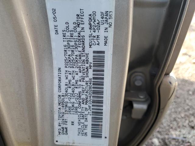 JTJHF10U420280466 - 2002 LEXUS RX 300 GOLD photo 12