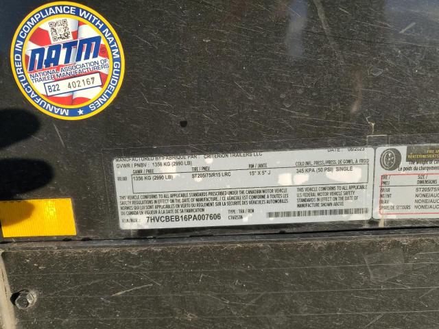 7HVCBEB16PA007606 - 2023 UTILITY TRAILER BLACK photo 10