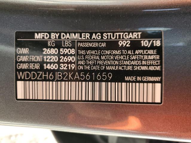 WDDZH6JB2KA561659 - 2019 MERCEDES-BENZ E 450 4MATIC GRAY photo 14