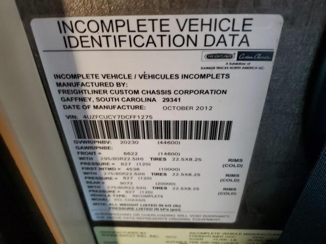 4UZFCUCY7DCFF1275 - 2013 FREIGHTLINER CHASSIS XC ორფეროვანი ფოტო 10