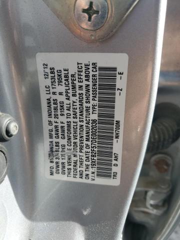 19XFB2F57DE002036 - 2013 HONDA CIVIC LX SILVER photo 12