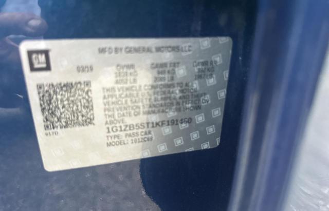 1G1ZB5ST1KF191460 - 2019 CHEVROLET MALIBU LS Көк фото 10