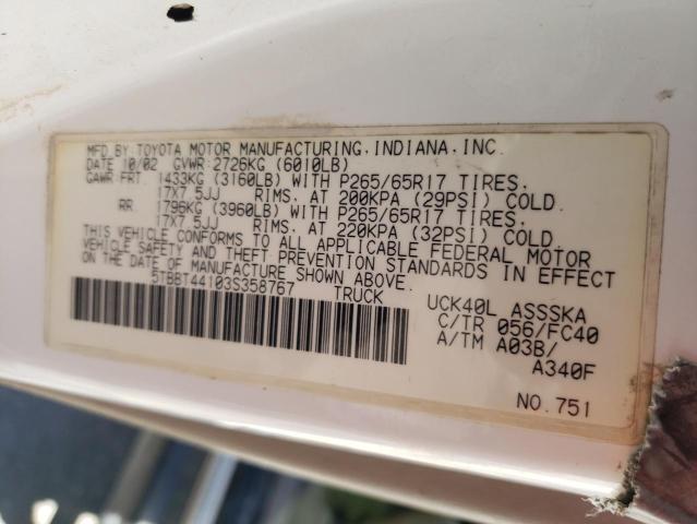 5TBBT44103S358767 - 2003 TOYOTA TUNDRA ACCESS CAB SR5 GOLD photo 12