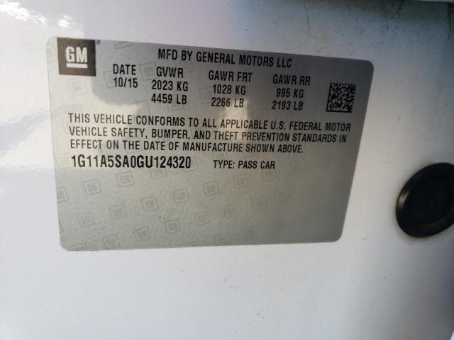 1G11A5SA0GU124320 - 2016 CHEVROLET MALIBU LIM LS 白色 照片 12