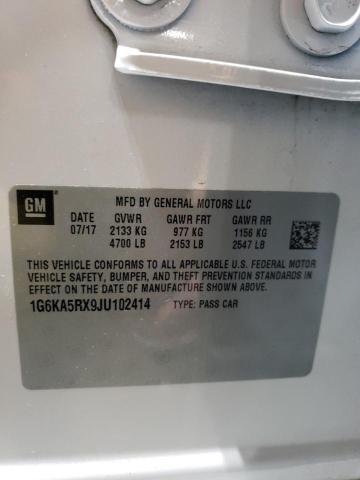 1G6KA5RX9JU102414 - 2018 CADILLAC CT6 WHITE photo 12