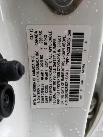 2HGFB2F8XFH533413 - 2015 HONDA CIVIC EX WHITE photo 12