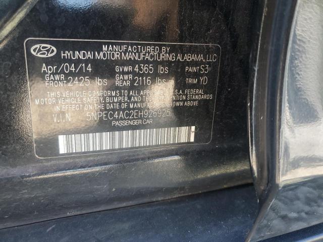 5NPEC4AC2EH926925 - 2014 HYUNDAI SONATA SE BLACK photo 12