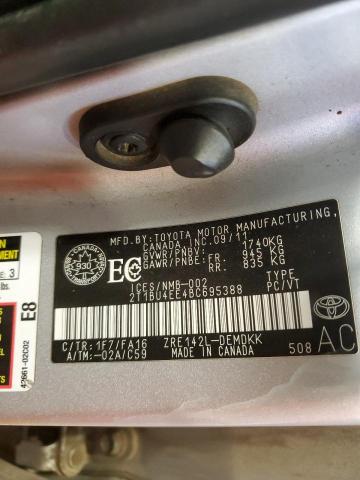 2T1BU4EE4BC695388 - 2011 TOYOTA COROLLA BASE SILVER photo 13