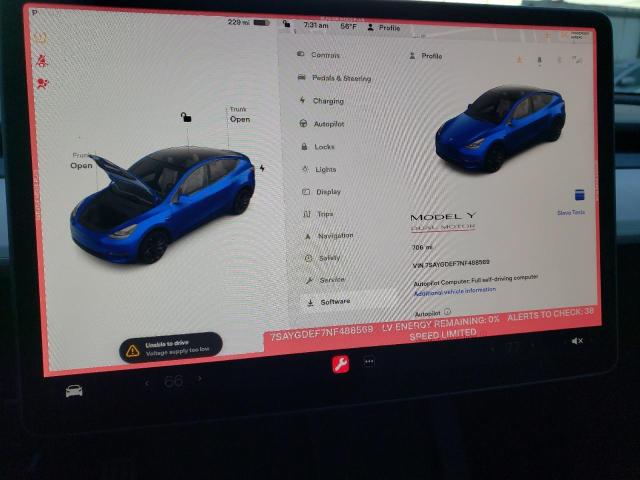 7SAYGDEF7NF488569 - 2022 TESLA MODEL Y BLUE photo 9