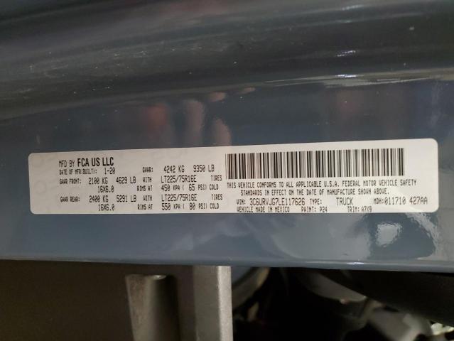 3C6URVJG7LE117626 - 2020 RAM PROMASTER 3500 HIGH ლურჯი ფოტო 14