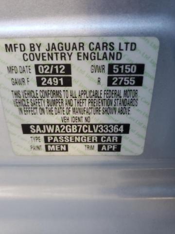 SAJWA2GB7CLV33364 - 2012 JAGUAR XJL SILVER photo 12