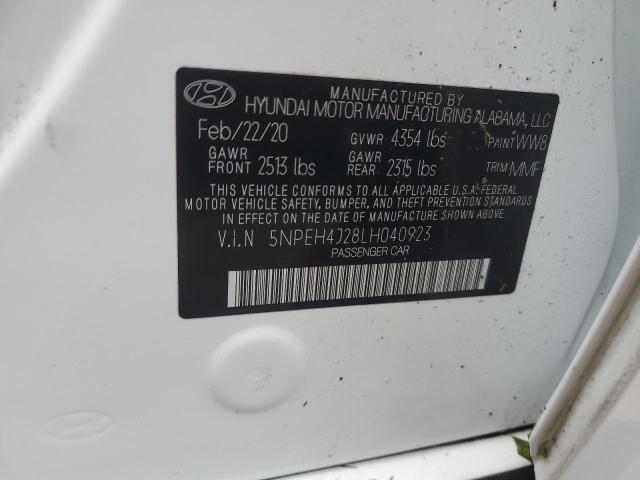 5NPEH4J28LH040923 - 2020 HYUNDAI SONATA LIMITED WHITE photo 12