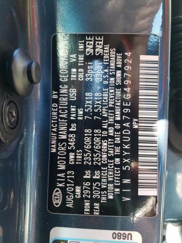 5XYKUDA79EG497924 - 2014 KIA SORENTO EX BLUE photo 13