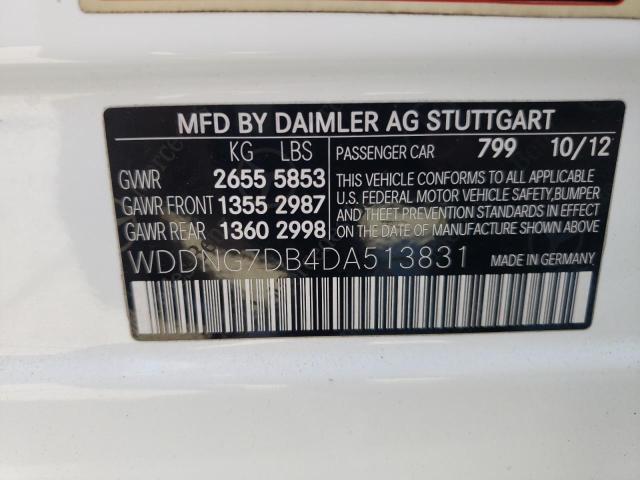 WDDNG7DB4DA513831 - 2013 MERCEDES-BENZ S 550 WHITE photo 12