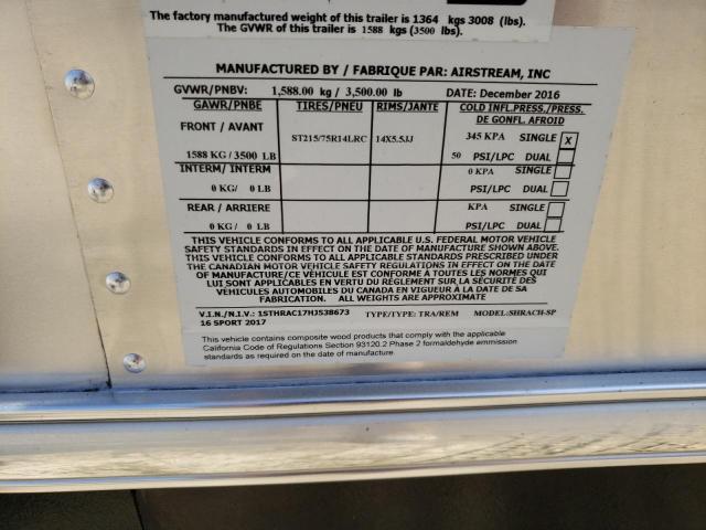 1STHRAC17HJ538673 - 2017 AIRS TRAILER 银色 照片 10