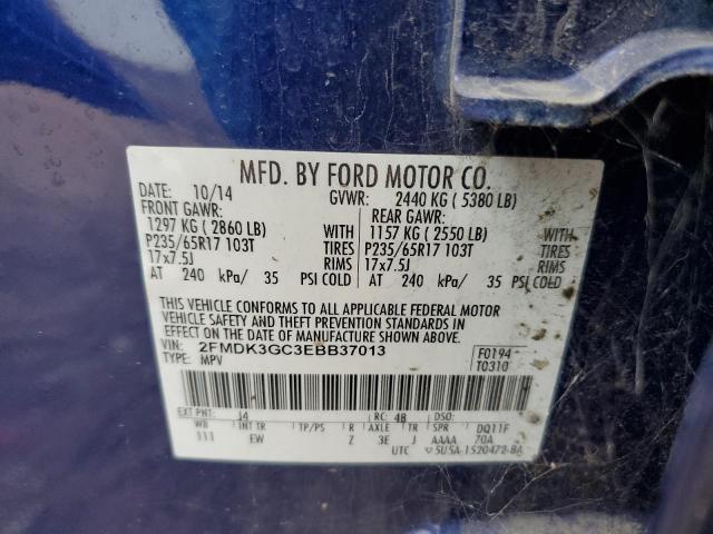 2FMDK3GC3EBB37013 - 2014 FORD EDGE SE BLUE photo 13