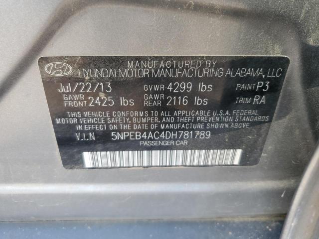 5NPEB4AC4DH781789 - 2013 HYUNDAI SONATA GLS GRAY photo 12