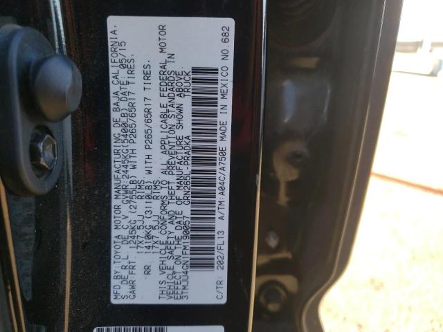 3TMJU4GN1FM190057 - 2015 TOYOTA TACOMA DOUBLE CAB PRERUNNER BLACK photo 12