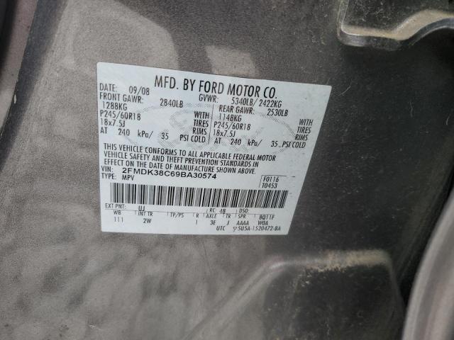 2FMDK38C69BA30574 - 2009 FORD EDGE SEL GRAY photo 13