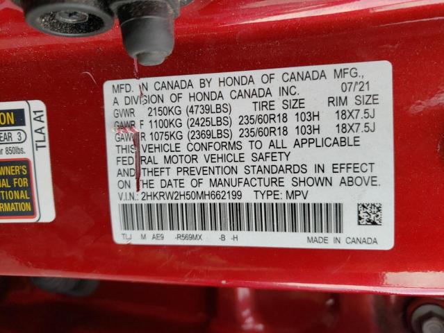 2HKRW2H50MH662199 - 2021 HONDA CR-V EX RED photo 13