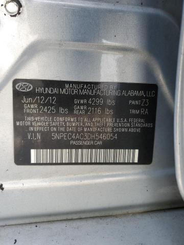 5NPEC4AC3DH546054 - 2013 HYUNDAI SONATA SE SILVER photo 12