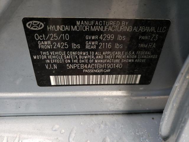 5NPEB4AC1BH190140 - 2011 HYUNDAI SONATA GLS BLUE photo 12