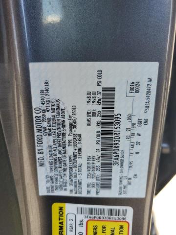 3FA6P0K93DR153095 - 2013 FORD FUSION TITANIUM GRAY photo 12