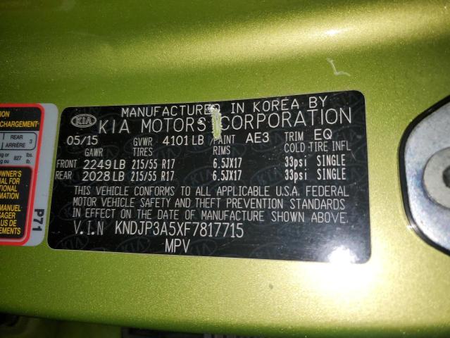 KNDJP3A5XF7817715 - 2015 KIA SOUL + GREEN photo 13