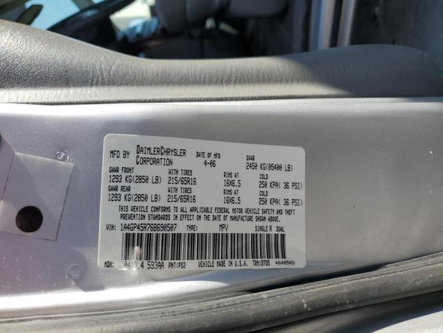 1A4GP45R76B690507 - 2006 CHRYSLER TOWN & COU ვერცხლისფერი ფოტო 13