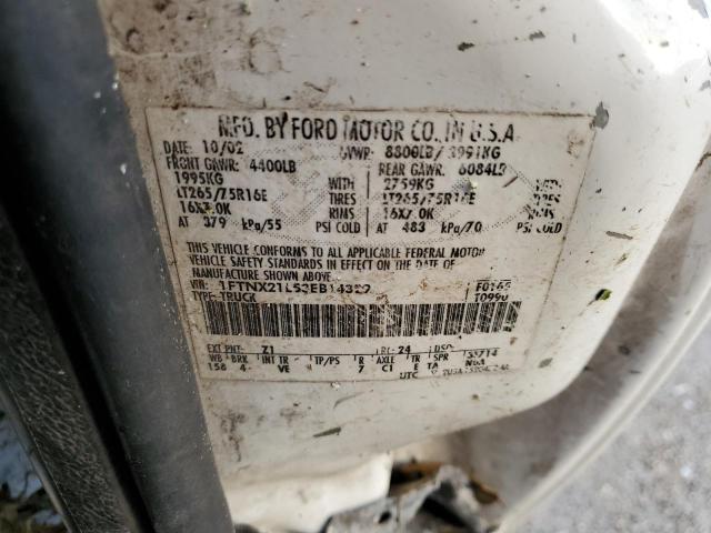 1FTNX21L53EB14329 - 2003 FORD F250 SUPER DUTY WHITE photo 13