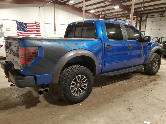 1FTFW1R62CFC87039 - 2012 FORD F150 SVT RAPTOR BLUE photo 3