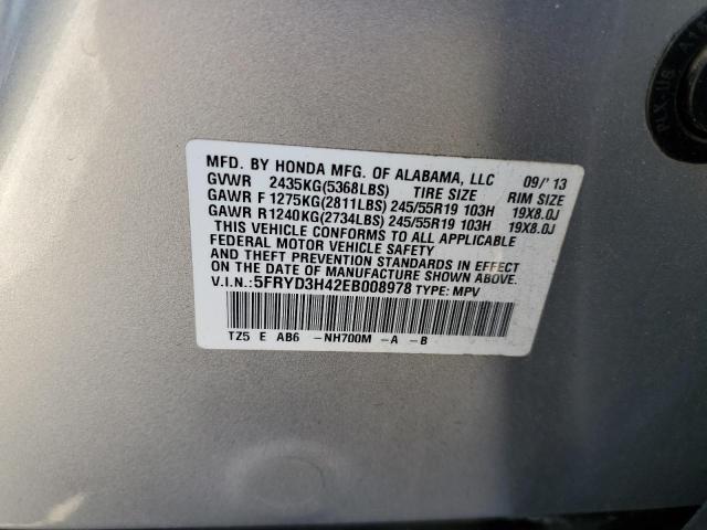 5FRYD3H42EB008978 - 2014 ACURA MDX TECHNOLOGY SILVER photo 12