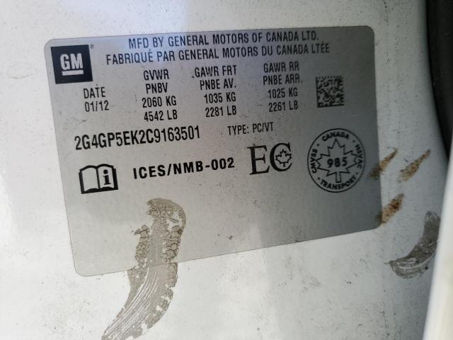 2G4GP5EK2C9163501 - 2012 BUICK REGAL 白色 照片 13