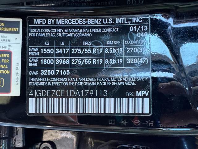 4JGDF7CE1DA179113 - 2013 MERCEDES-BENZ GL 450 4MATIC BLACK photo 10