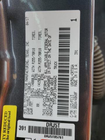 5TFUW5F13HX648643 - 2017 TOYOTA TUNDRA DOUBLE CAB SR/SR5 GRAY photo 13