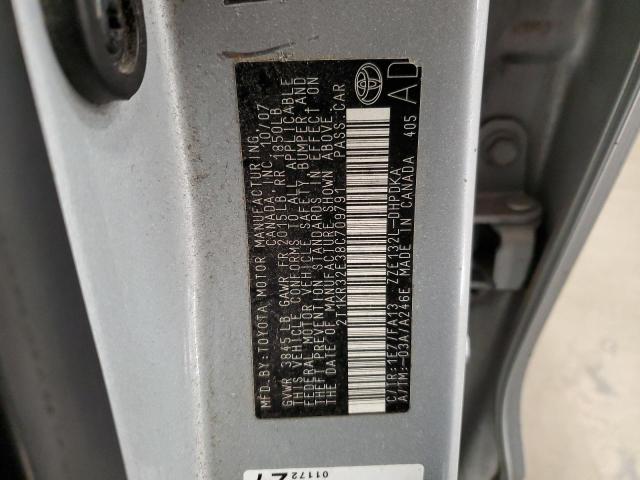 2T1KR32E38C709791 - 2008 TOYOTA COROLLA MA XR SILVER photo 12