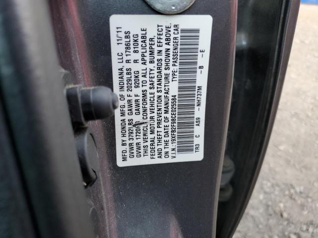 19XFB2F98CE025584 - 2012 HONDA CIVIC EXL GRAY photo 14