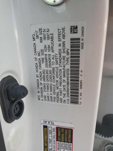 2HKRW1H86HH518702 - 2017 HONDA CR-V EXL WHITE photo 12