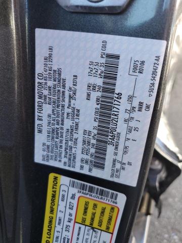 3FA6P0LU2LR171766 - 2020 FORD FUSION SE CHARCOAL photo 12