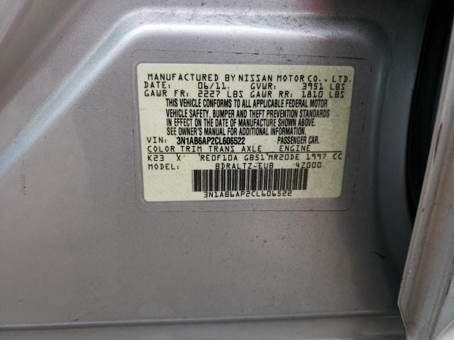 3N1AB6AP2CL606522 - 2012 NISSAN SENTRA 2.0 SILVER photo 12