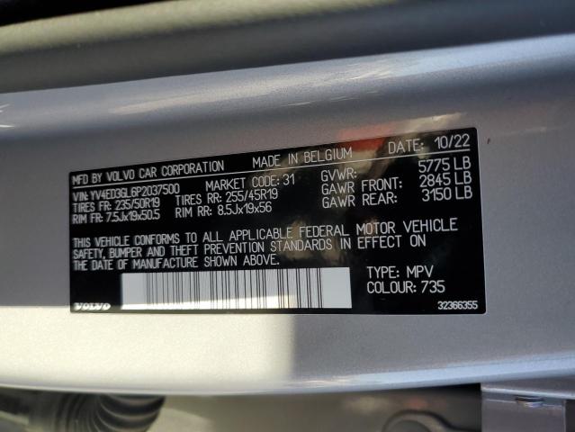 YV4ED3GL6P2037500 - 2023 VOLVO C40 RECHARGE PLUS SILVER photo 13