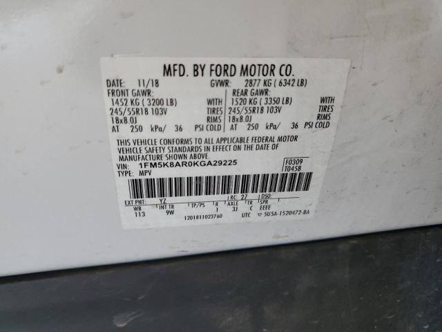 1FM5K8AR0KGA29225 - 2019 FORD EXPLORER POLICE INTERCEPTOR Weiß Foto 13